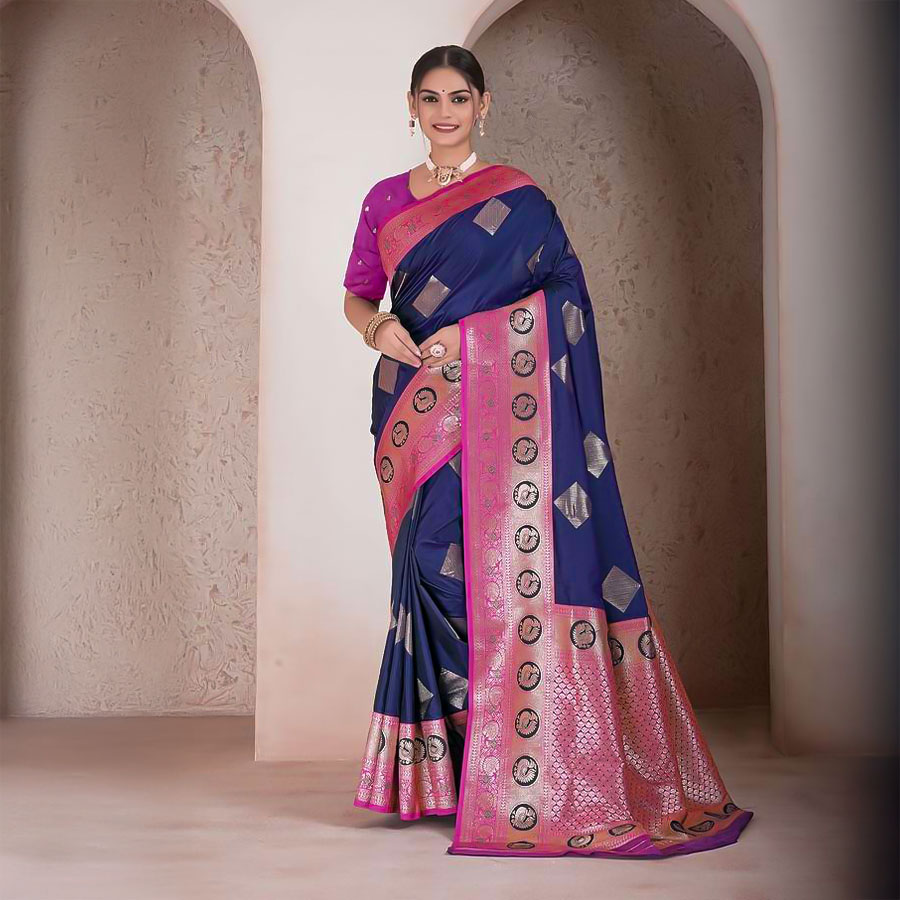 Blue Soft Silk Casual Wear Saree
