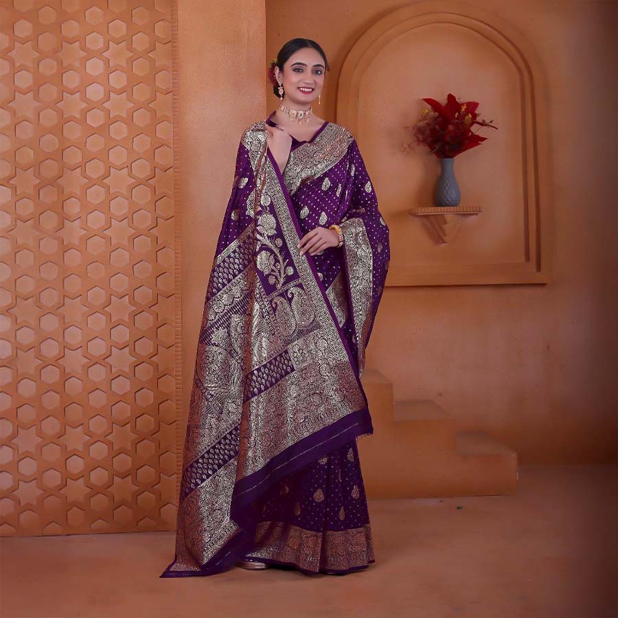 Violet Soft Silk Casual Wear Saree