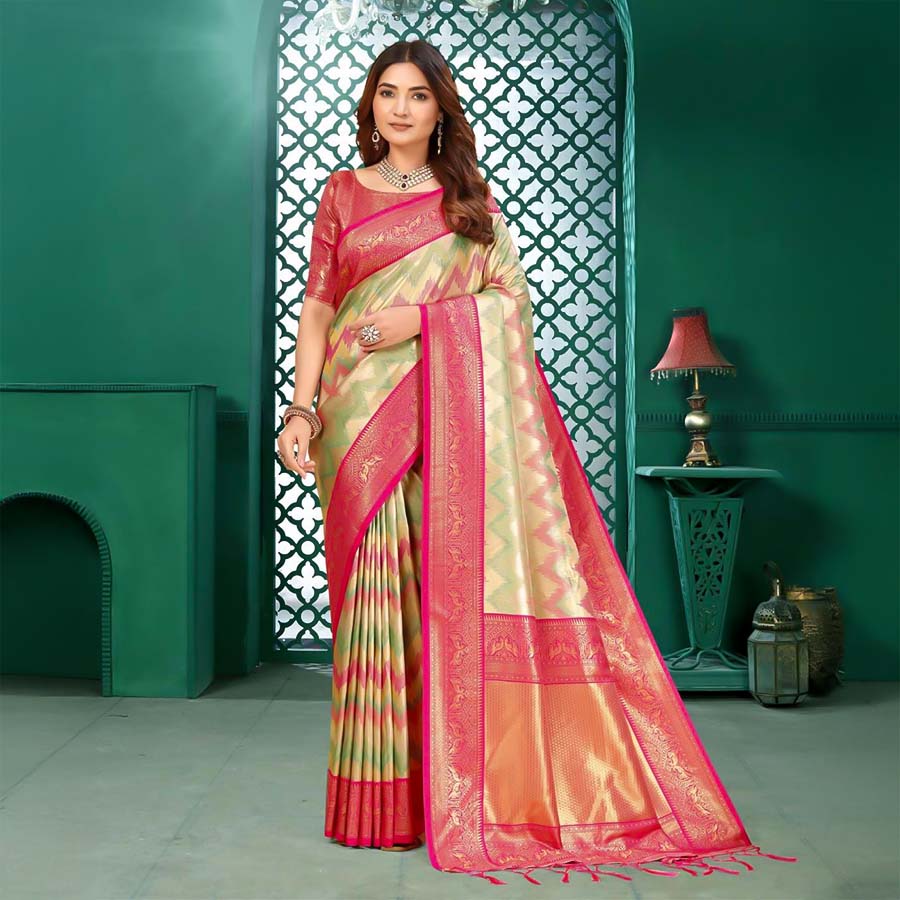 Yellow  Kanjivaram Silk Party Wear Saree