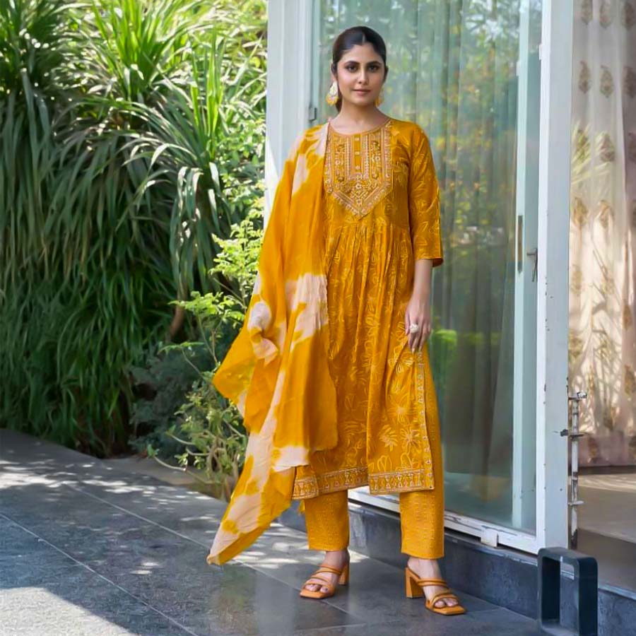 Yellow Capsule Casual Wear Salwar Kameez