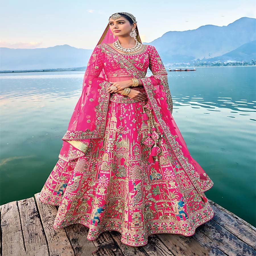 Pink Silk Partywear Lehenga