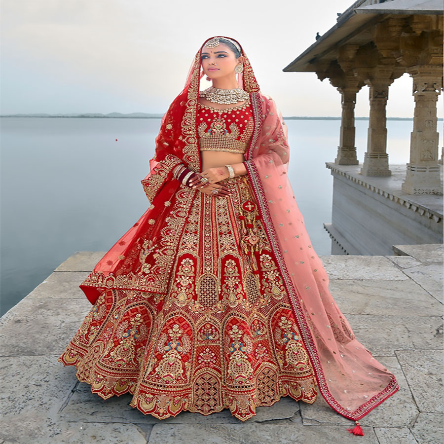 Maroon Silk Partywear Lehenga