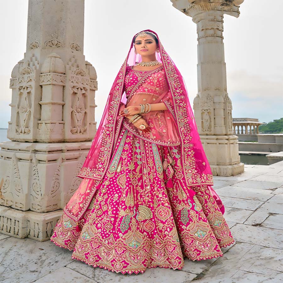 Pink Silk Partywear Lehenga