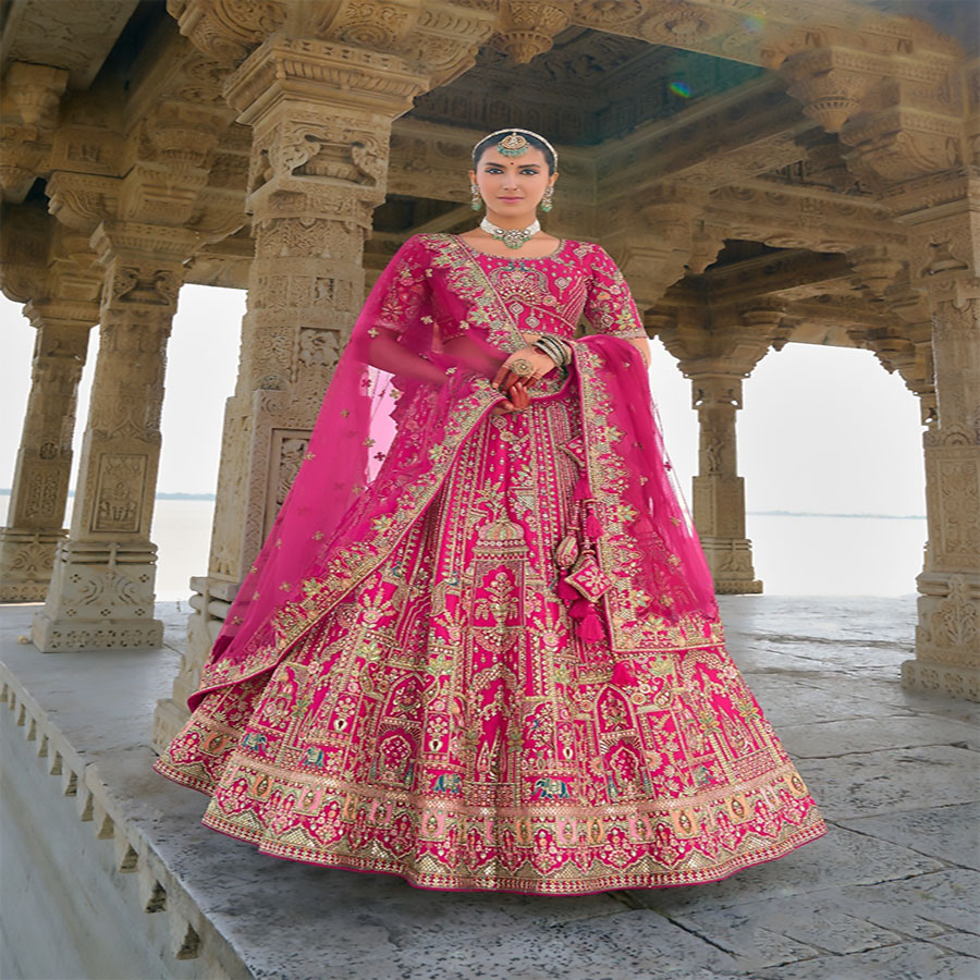 Pink Silk Partywear Lehenga