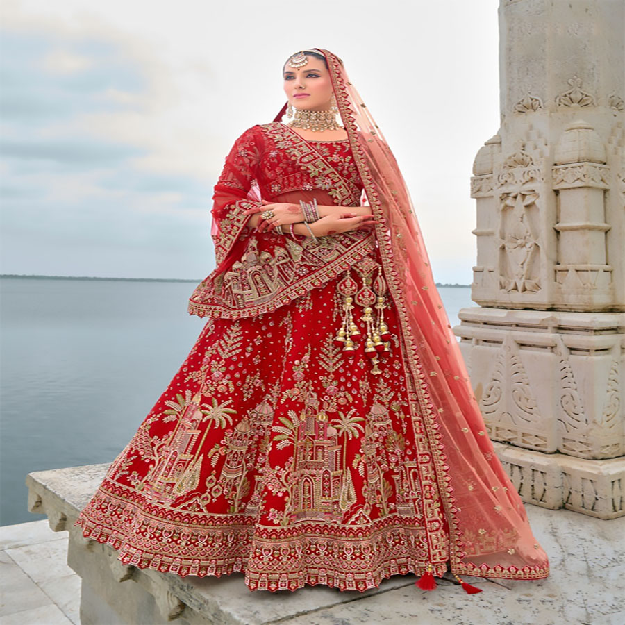 Maroon Silk Partywear Lehenga