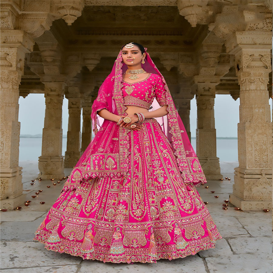 Pink Silk Partywear Lehenga