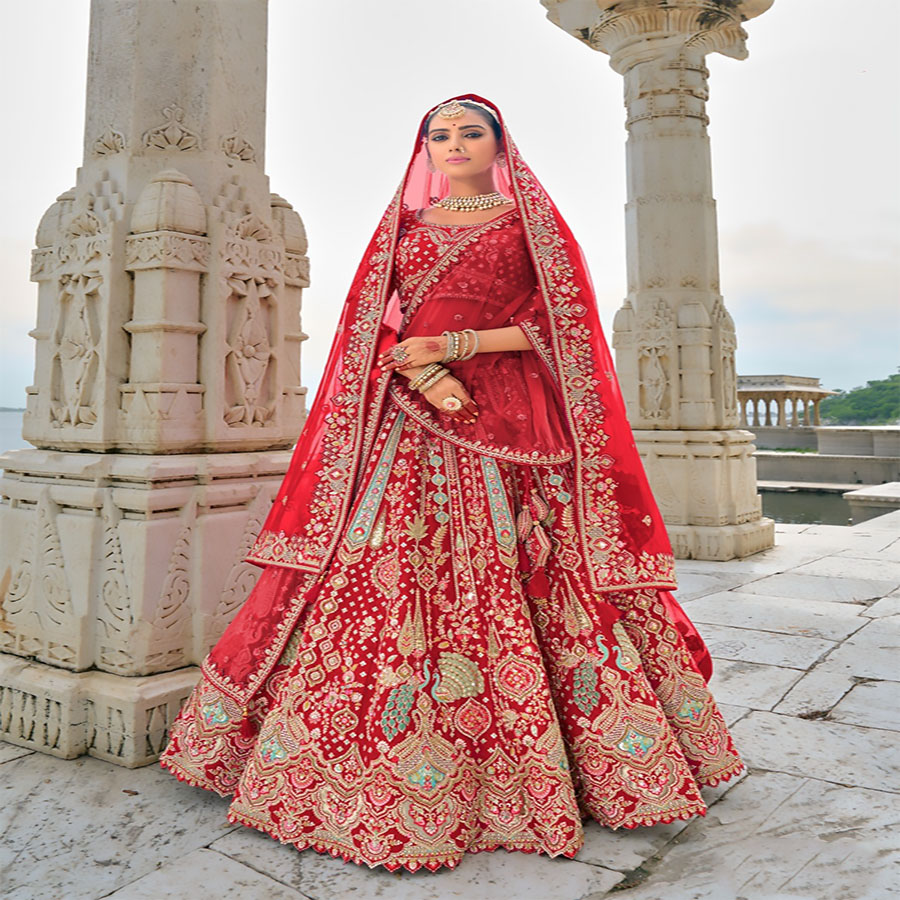 Maroon Silk Partywear Lehenga