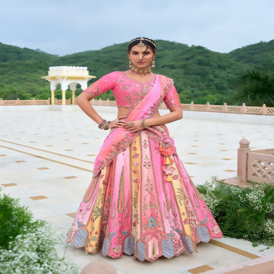 Pink Silk Partywear Lehenga