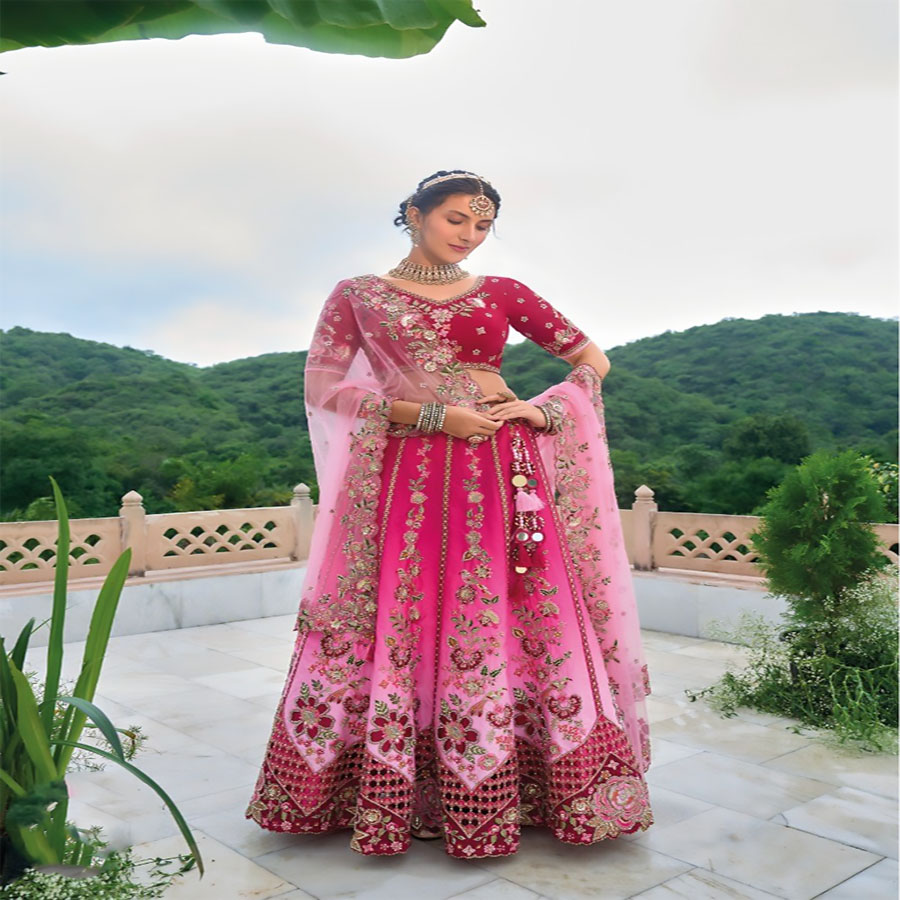 Pink Silk Partywear Lehenga