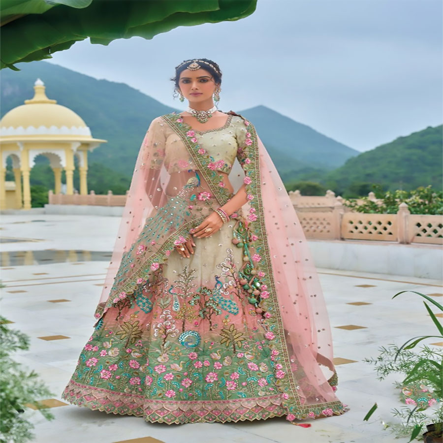 Light pink Silk Partywear Lehenga