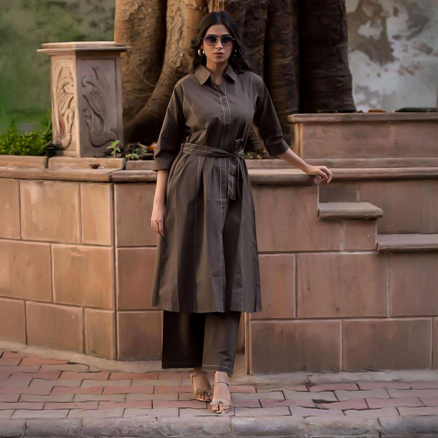 Brown Cotton Casual Wear Kurti