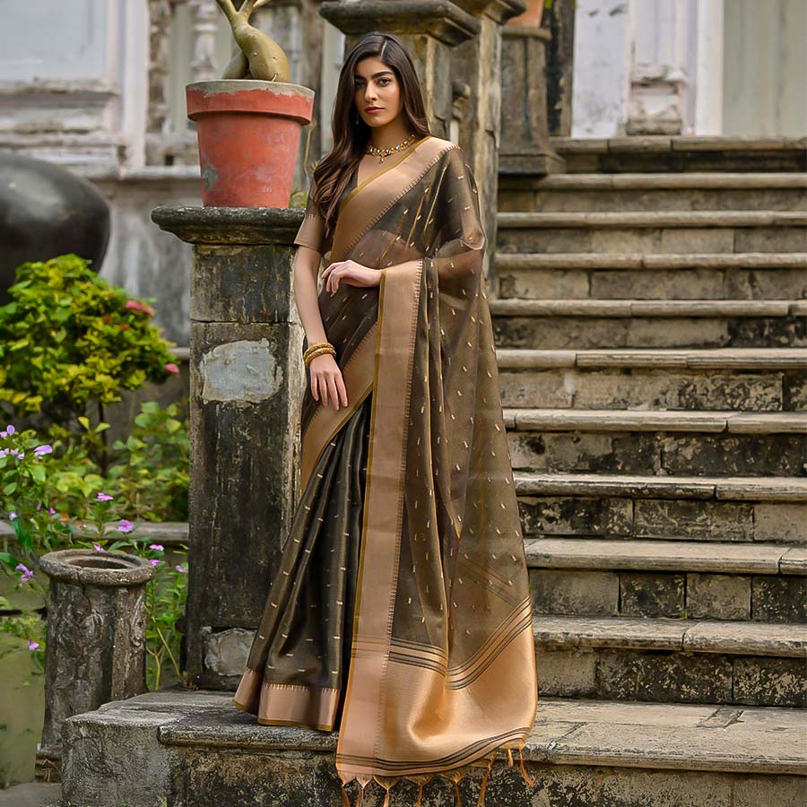 Brown  Kalyani Silk Casual Wear Saree