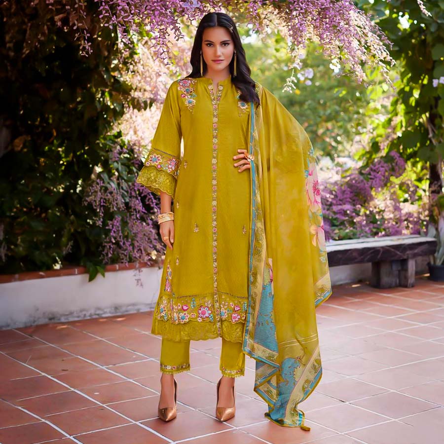 Green  Cotton Party Wear Salwar Kameez