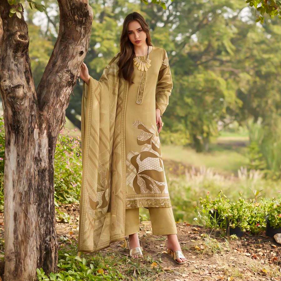 Brown Jam Cotton Casual Wear Salwar Kameez