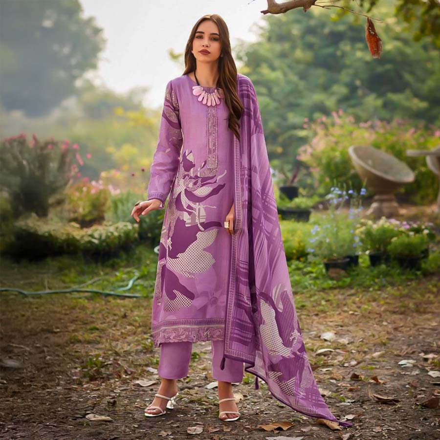 Violet Jam Cotton Casual Wear Salwar Kameez