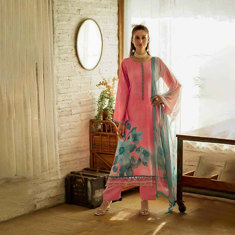 Pink Jam Cotton Casual Wear Salwar Kameez