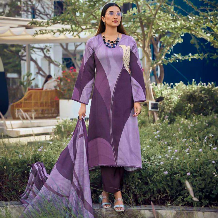 Purple  Jam Cotton Casual Wear Salwar Kameez