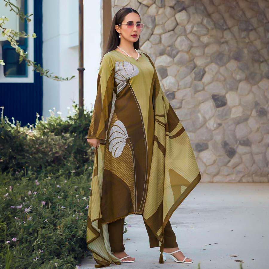 Green  Jam Cotton Casual Wear Salwar Kameez