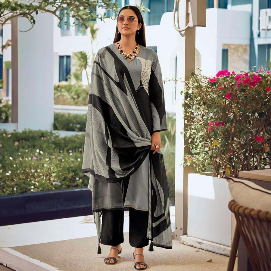 Black Jam Cotton Casual Wear Salwar Kameez