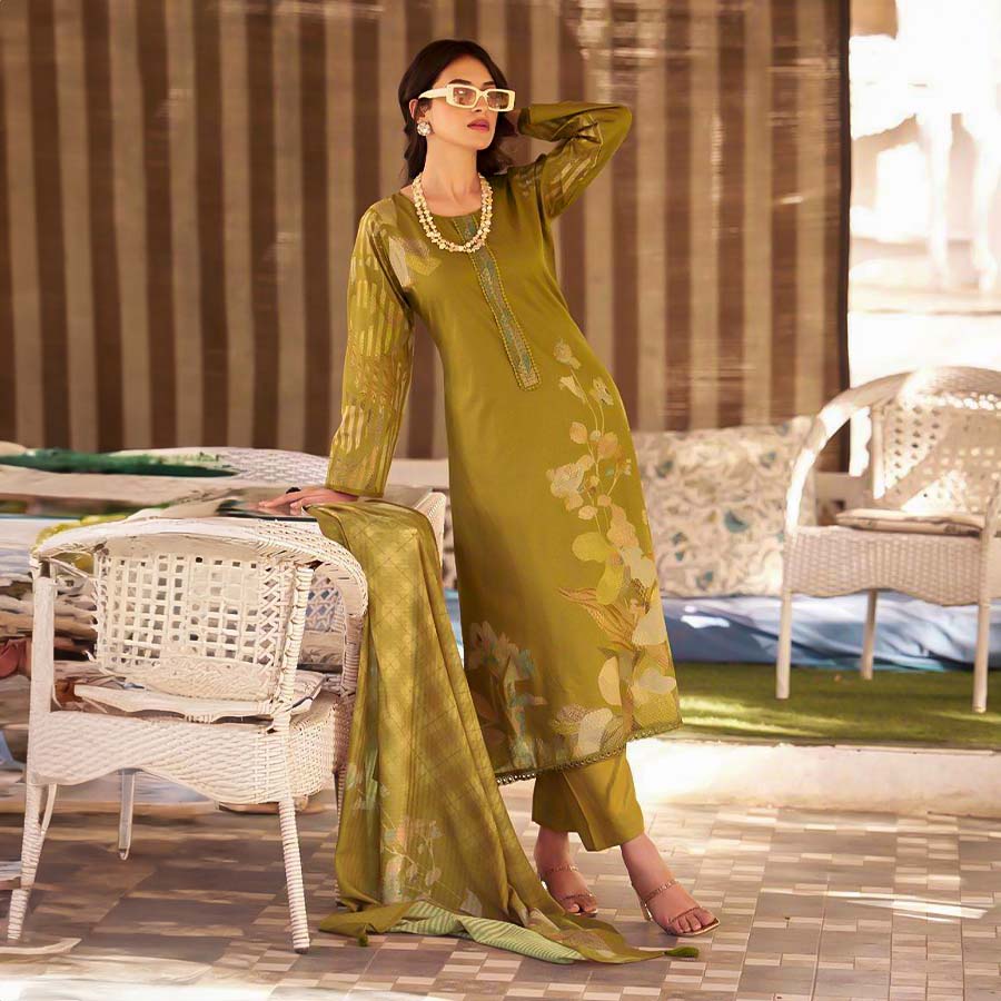 Green Lawn Cotton Casual Wear Salwar Kameez