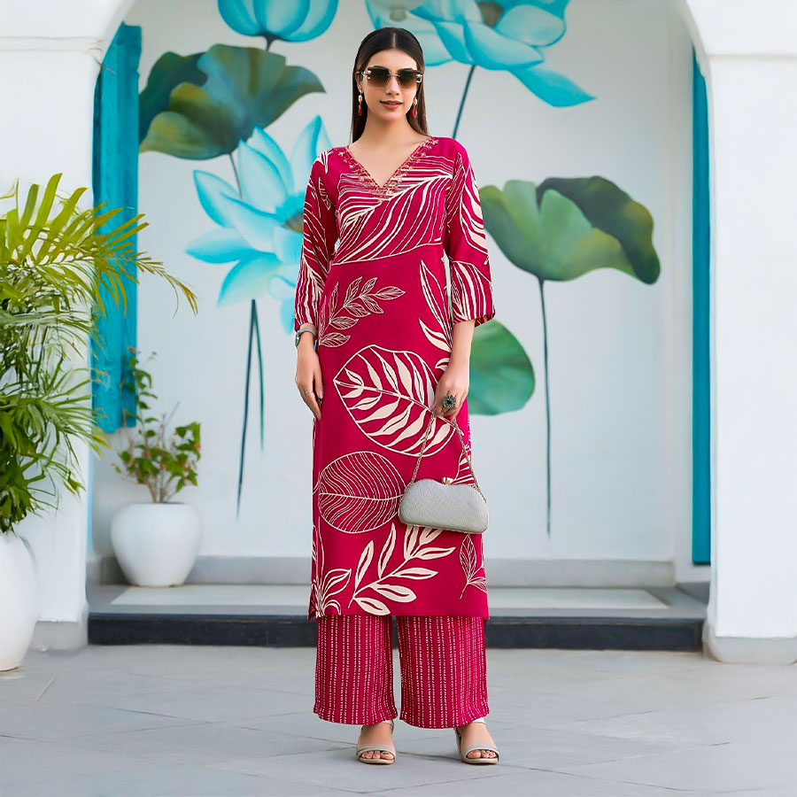 Red  Rayon Casual Wear Kurti