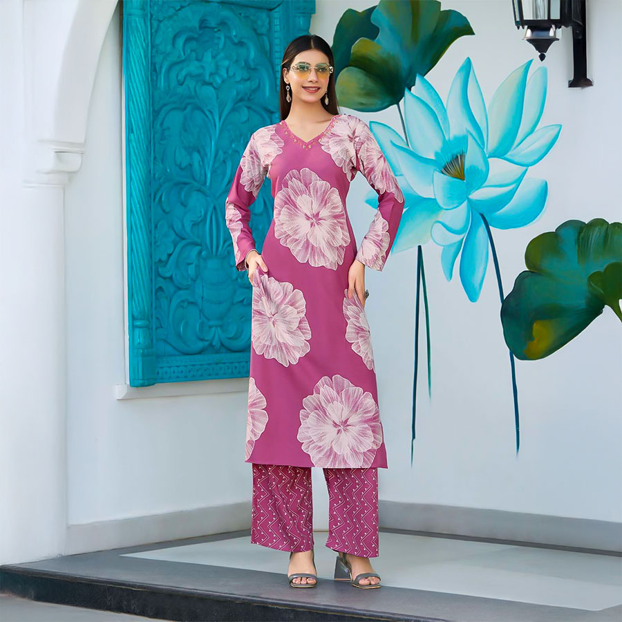 Purple Rayon Casual Wear Kurti