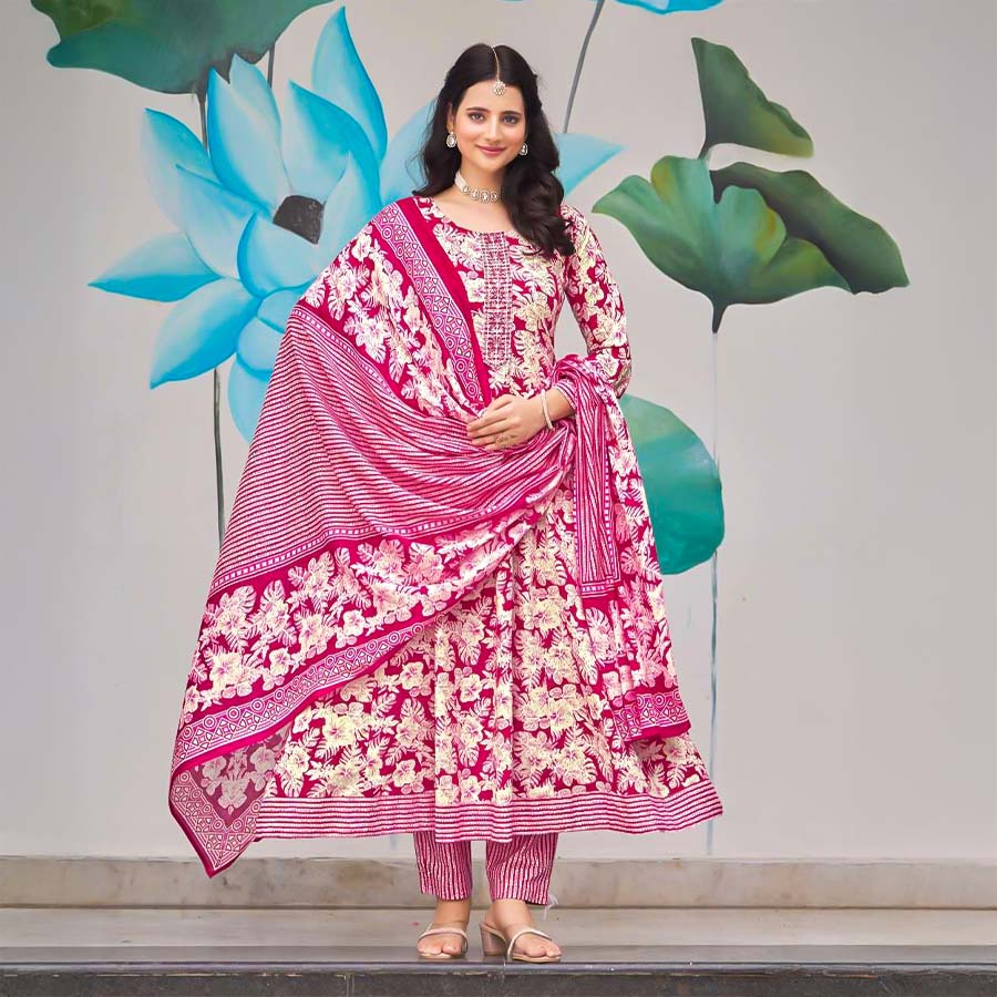 Black  Cotton Casual Wear Salwar Kameez