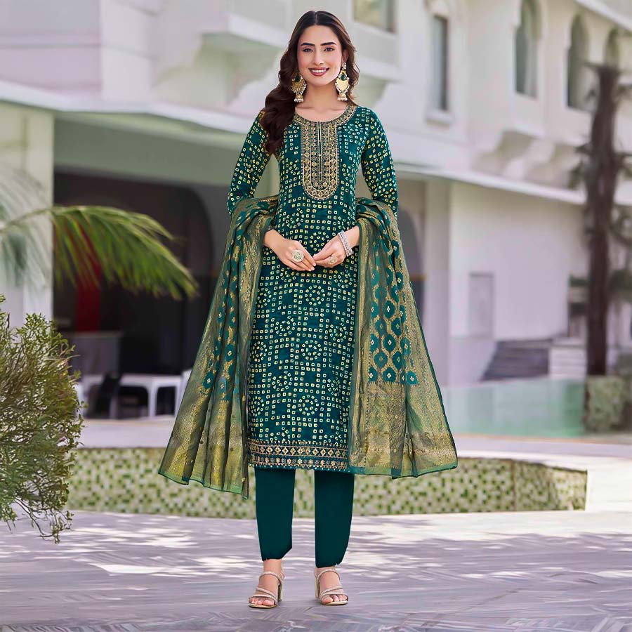 Green  Rayon Casual Wear Salwar Kameez