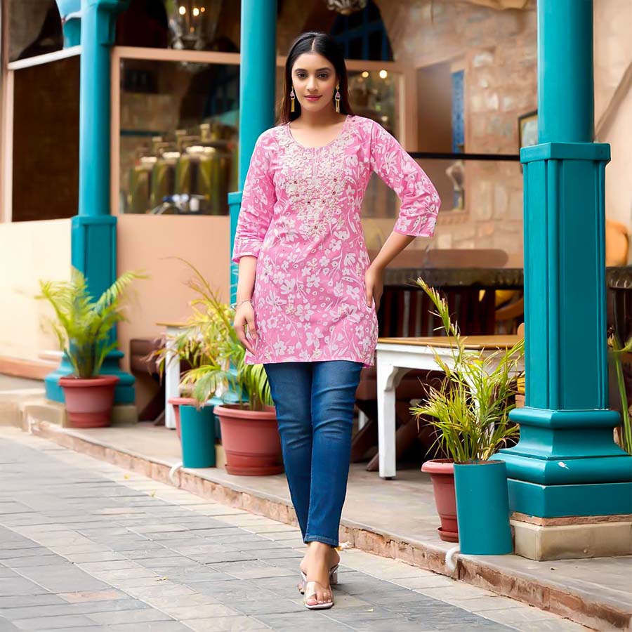 Purple  Cotton Casual Wear Kurti