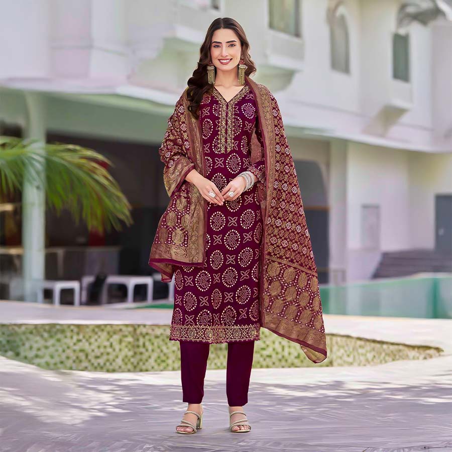 Violet Rayon Casual Wear Salwar Kameez