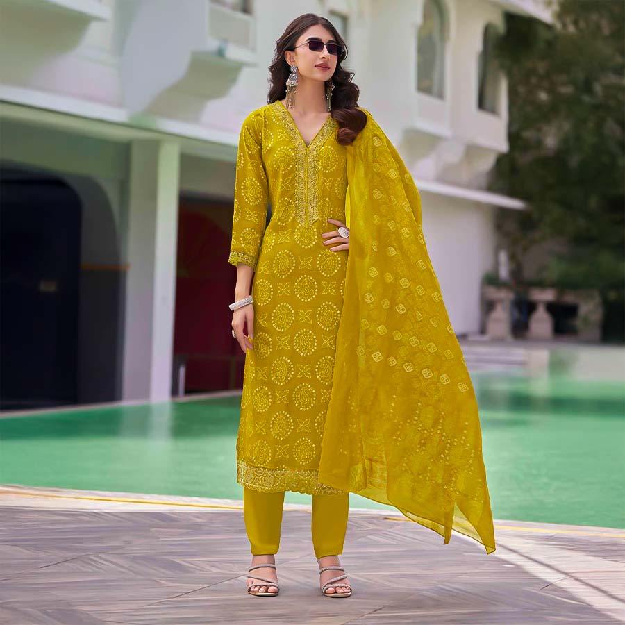 Green  Rayon Casual Wear Salwar Kameez