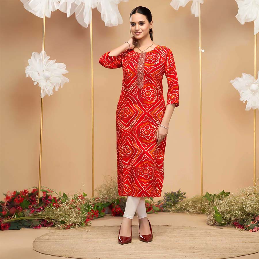 Red Liva Printed Kurti