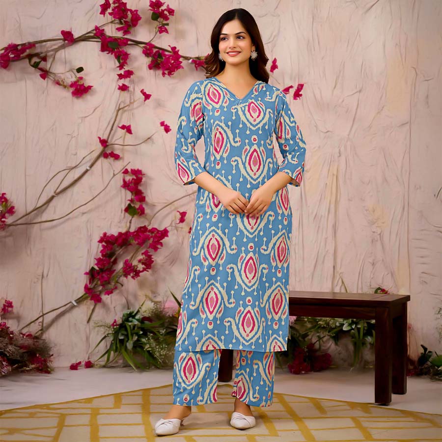 Blue Rayon Casual Wear Kurti