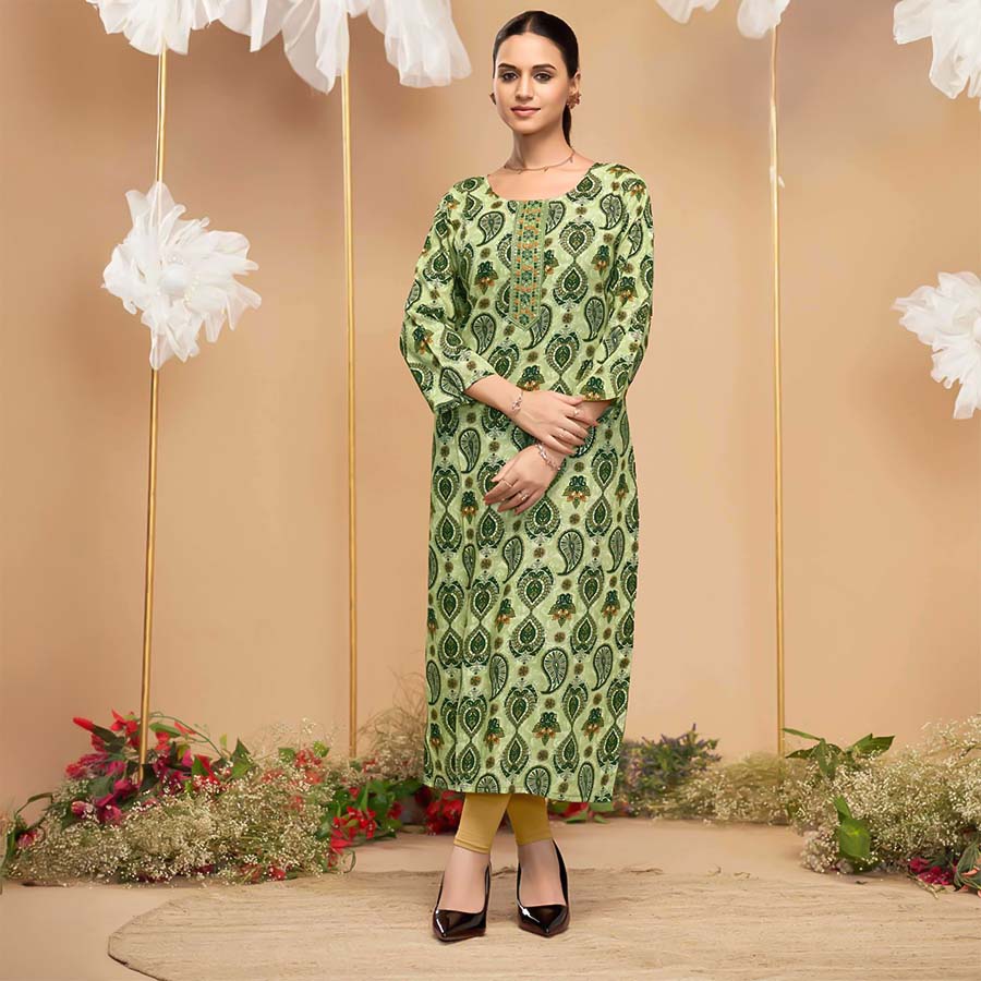 Green  Liva Printed Kurti