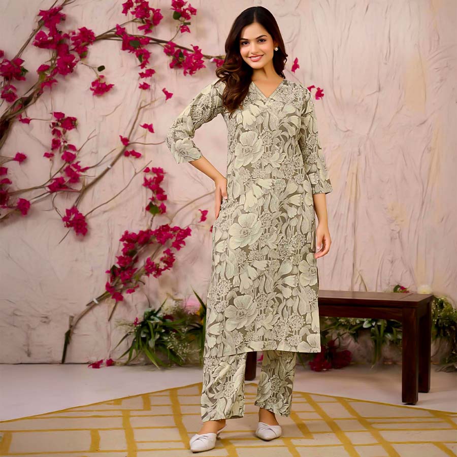 Grey Rayon Casual Wear Kurti