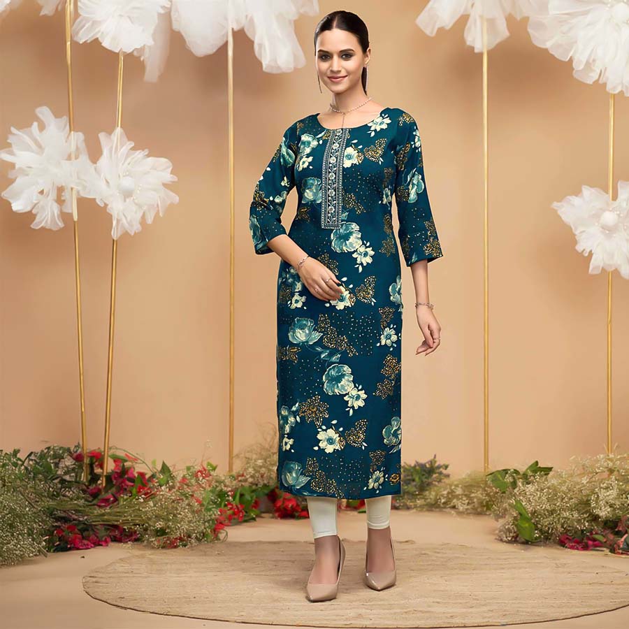 Blue Liva Printed Kurti