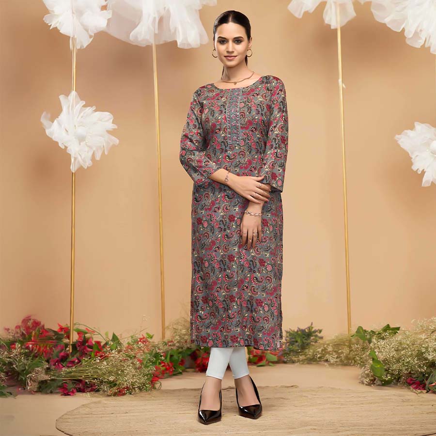 Grey Liva Printed Kurti