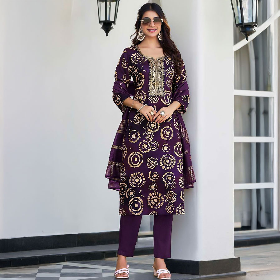 Violet Rayon Casual Wear Salwar Kameez