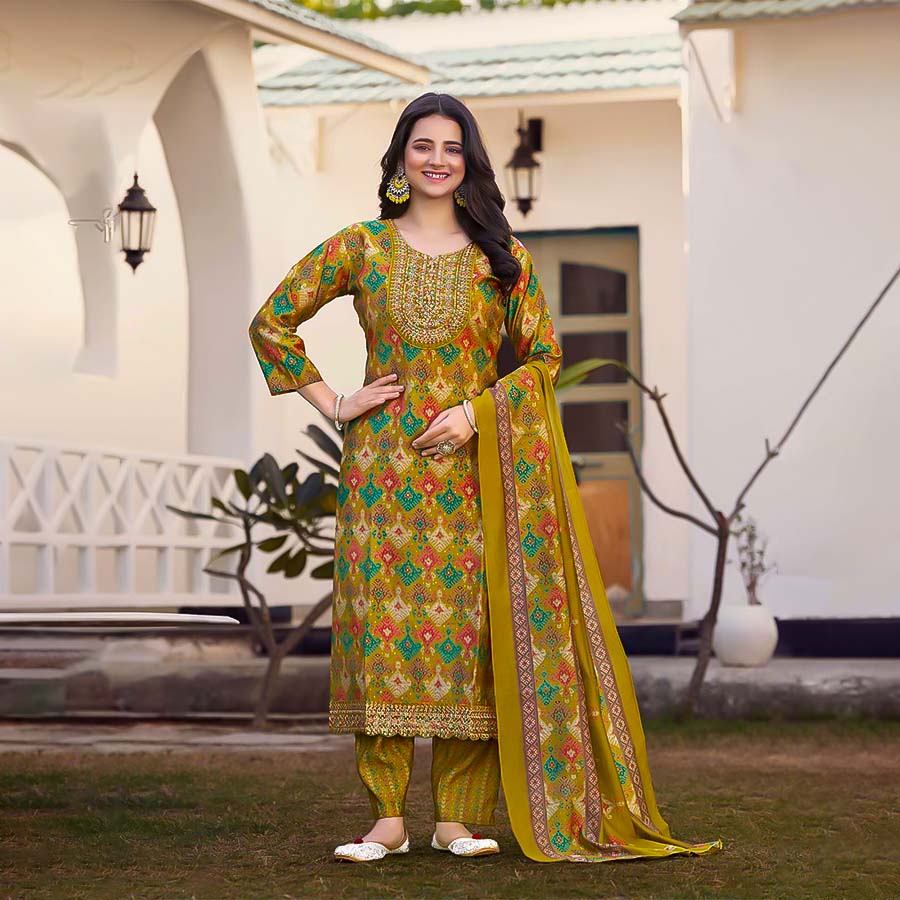 Yellow Modal Printed Salwar Kameez