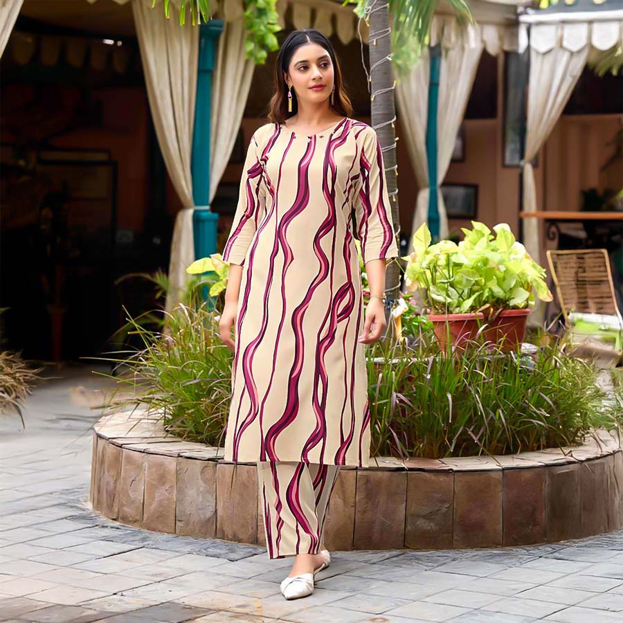 White  Rayon Printed Kurti