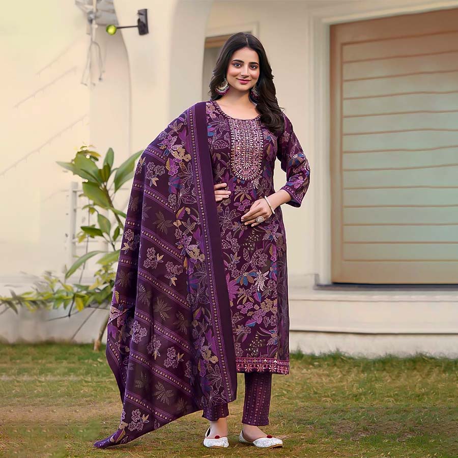 Purple Modal Printed Salwar Kameez