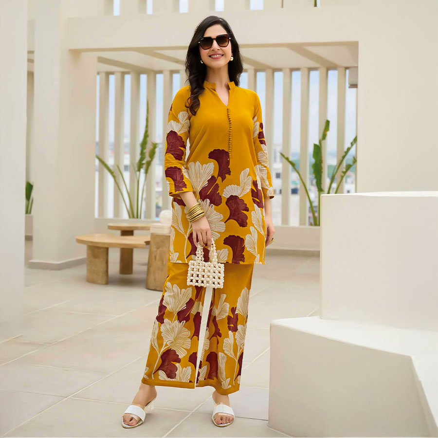 Yellow Cotton Casual Wear Kurti