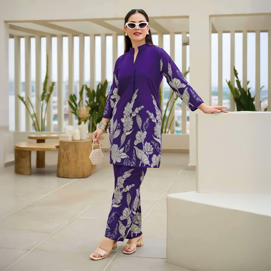 Purple Cotton Casual Wear Kurti