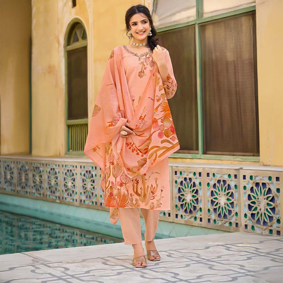 Pink  Cotton Casual Wear Salwar Kameez