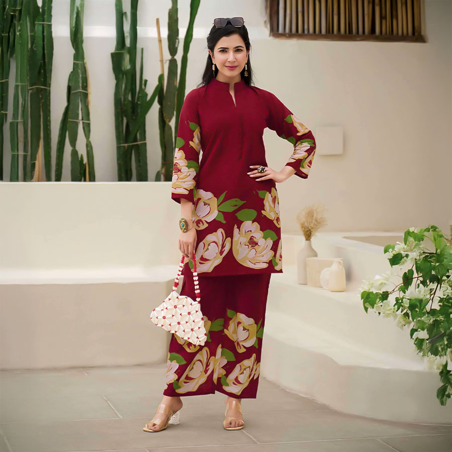 Red Cotton Casual Wear Kurti