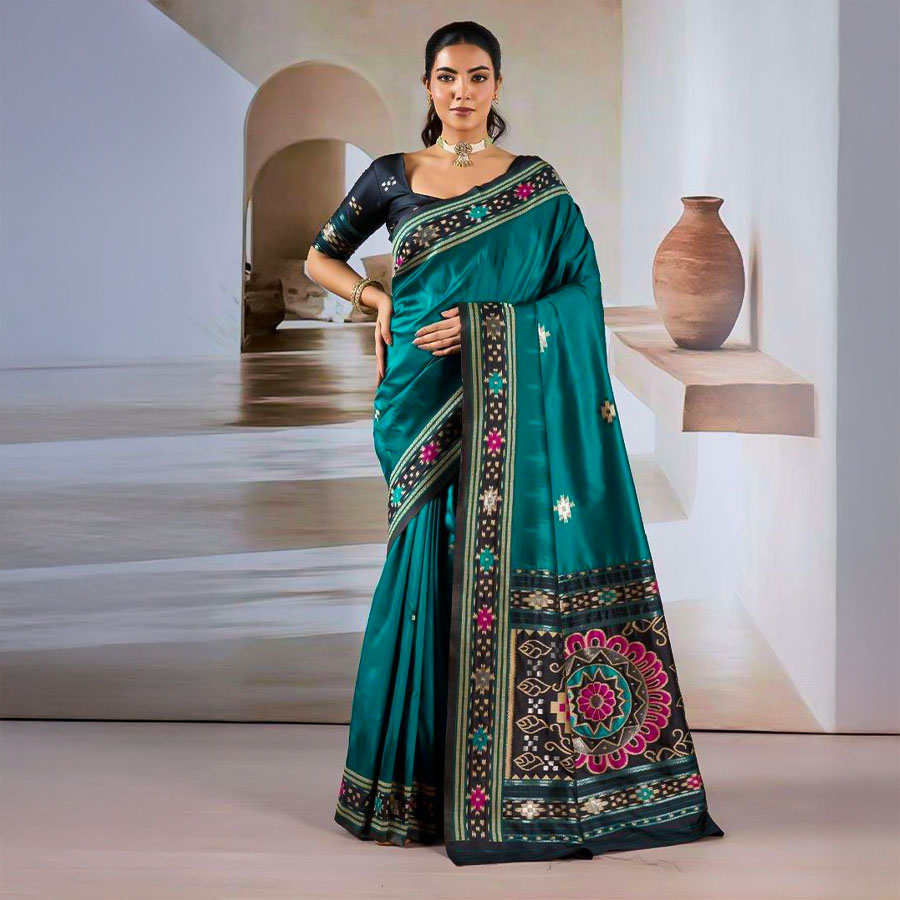 Green  Handloom Weaving Silk Casual Wear Saree