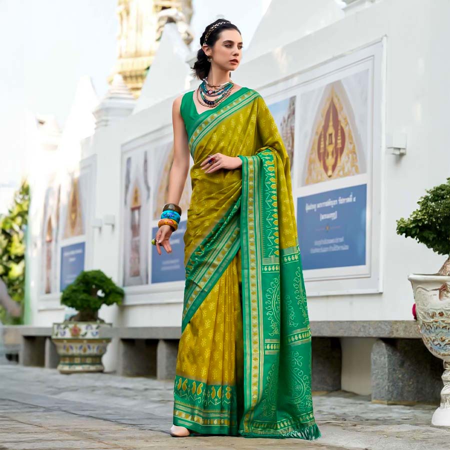 Green  Silk  Party Wear Saree