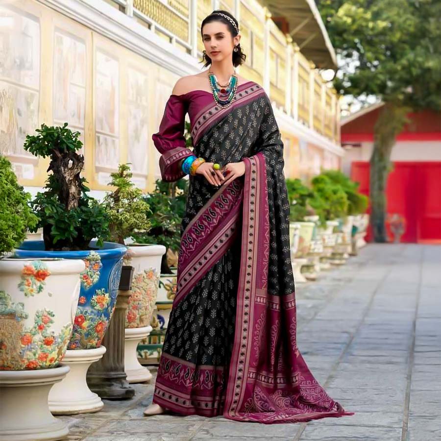 Black  Silk  Party Wear Saree