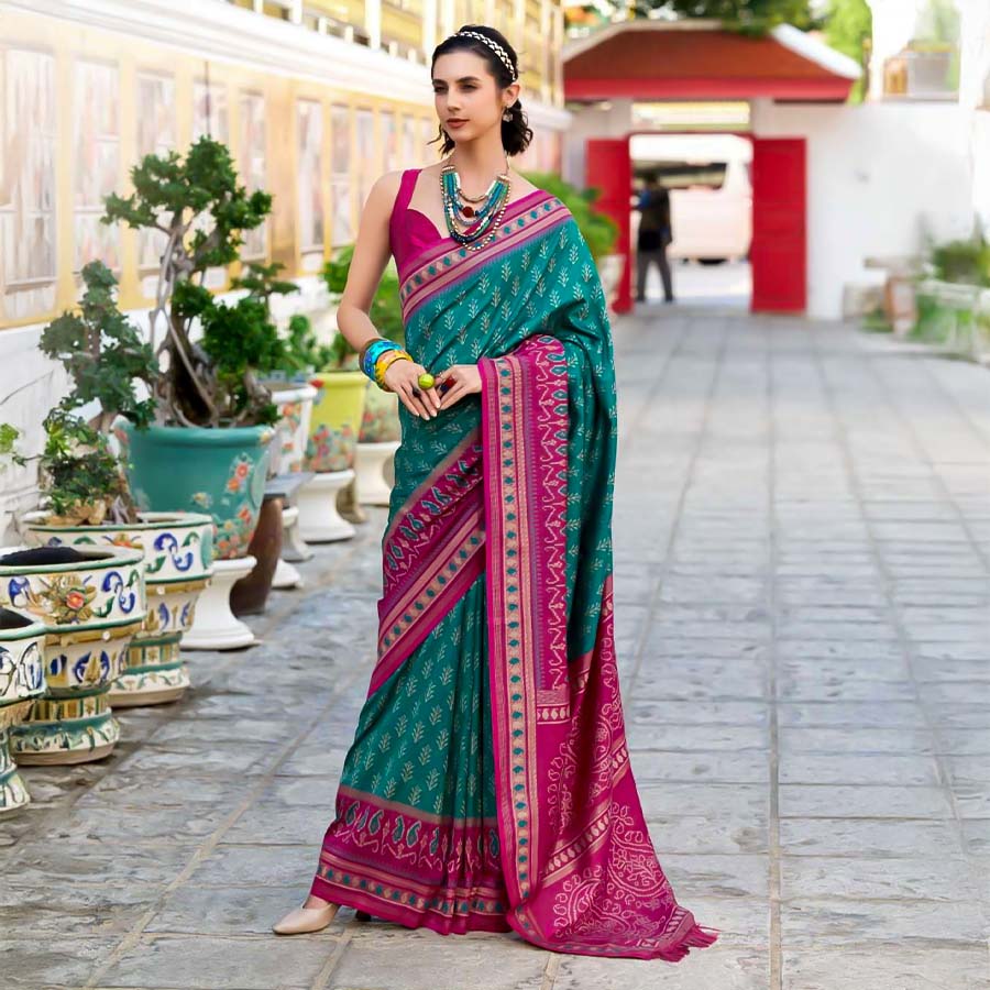 Green  Silk  Party Wear Saree