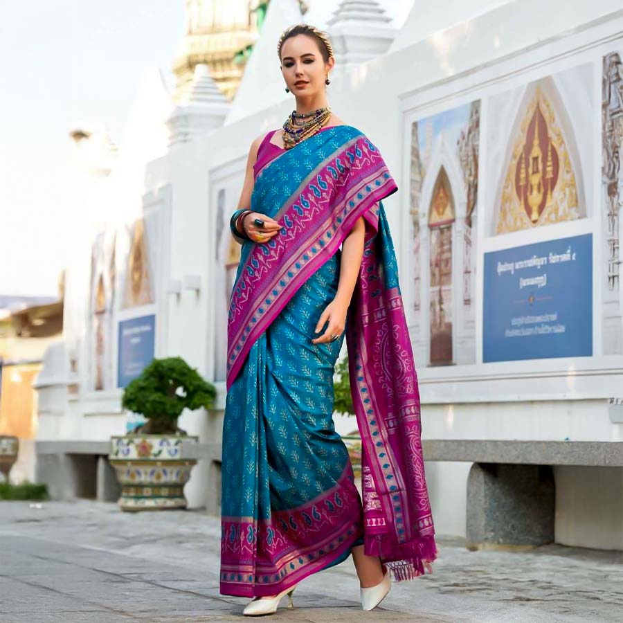 Blue Silk  Party Wear Saree